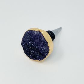 Crystal Mine Natural Stone Wine Stopper (Color: Raw Black)