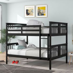 Full over Full Bunk Bed with Ladder for Bedroom;  Guest Room Furniture (Color: Espresso)