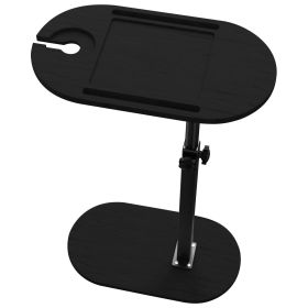 C-Shaped Bathtub Tray Table With Adjustable Height 360Â° Rotatable Desktop Freestanding Bath Caddy Against Wall Couch Bed Sofa Side Table (Color: Black)