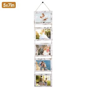 Wall Hanging Picture Collage Frame Wall Decor Without Mat Rustic Style Wood Photo Frame Display (Color: Old, Type: 5 Opening)