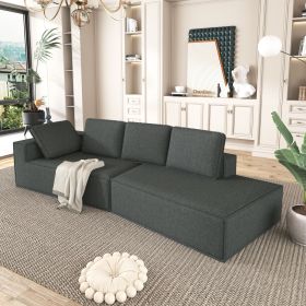 125" Stylish Chaise Lounge Modern Indoor Lounge Sofa Sleeper Sofa with Clean Lines for Living Room (Material: Chenille, Color: Grey)